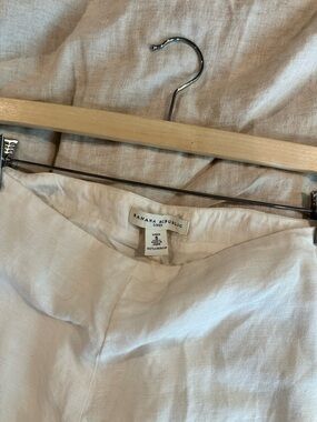 Vintage Banana Republic Cream Linen Midi Skirt - Double Lined 100% linen